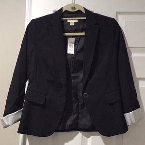 Loft black blazer with sleeve detail PETITE XS